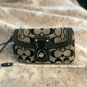 Coach Black and Tan Signature Clutch